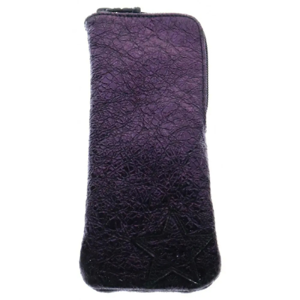 Chrome Hearts Patent Leather Star Pouch Eyewear Cloth With Glasses Cleaning Metallic Patch Case Purple